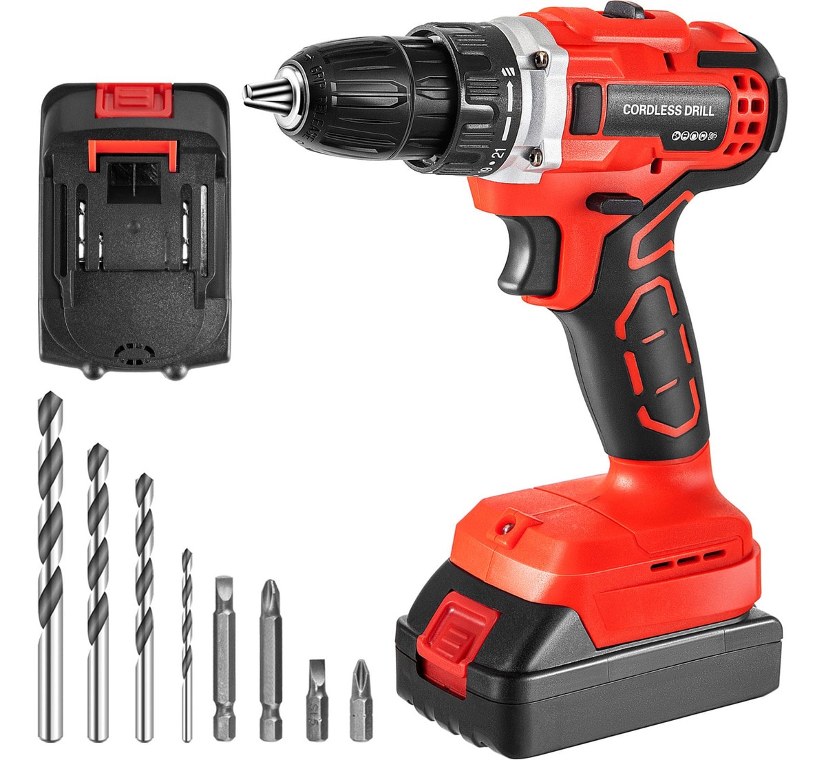 Vevor Taladro Percutor Inalámbrico Eléctrico 2 Baterías 20v $2,806