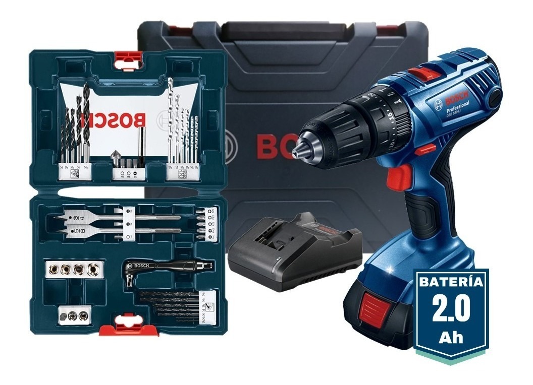 Taladro Percutor Inalámbrico 18v + Set Brocas 41 Pzas Bosch