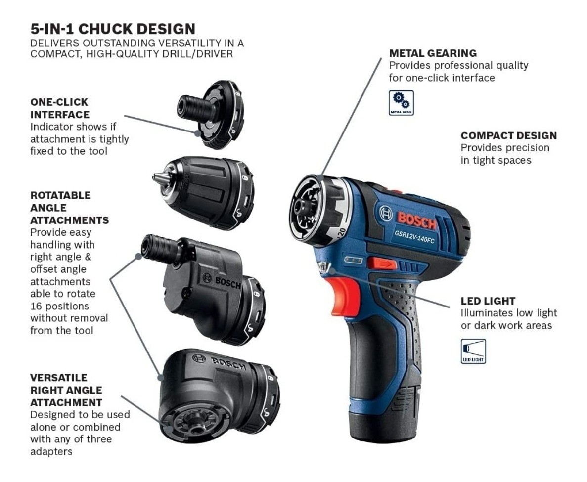 Foto 3 pulgar | Taladro Bosch Gsr12v-140fcb22 12 V Max Flexiclick 5 En 1