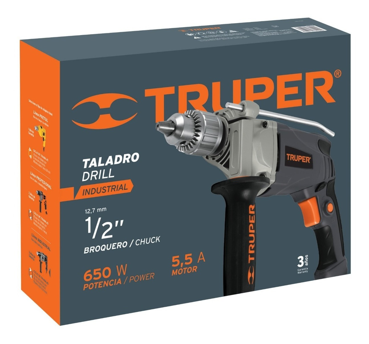 Foto 3 pulgar | Taladro 1/2', Industrial, 650 W Truper 16665