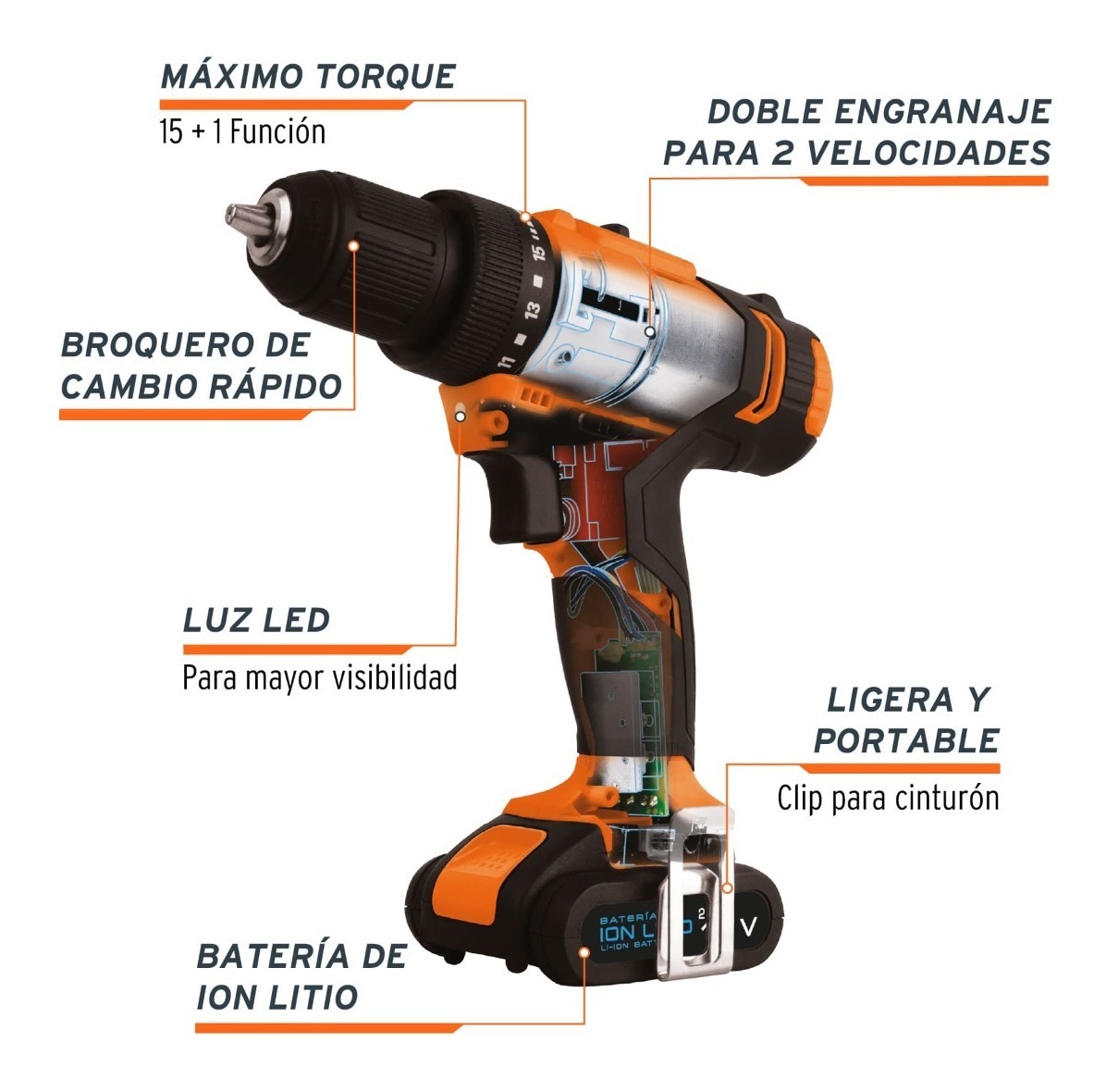 Foto 3 pulgar | Taladro Inalámbrico, Batería Ion Litio, 12 V, 3/8  18153