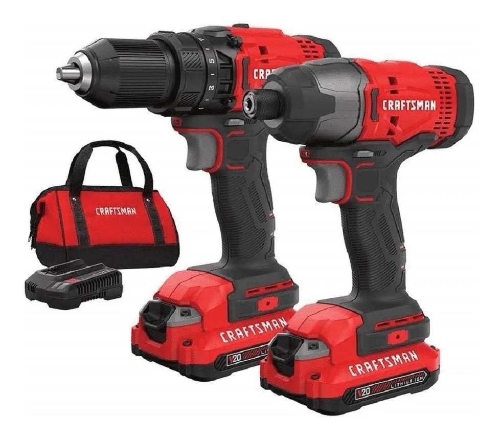 Craftsman Taladro+ Destornillador+ Lijadora+2 Pilas+cargador