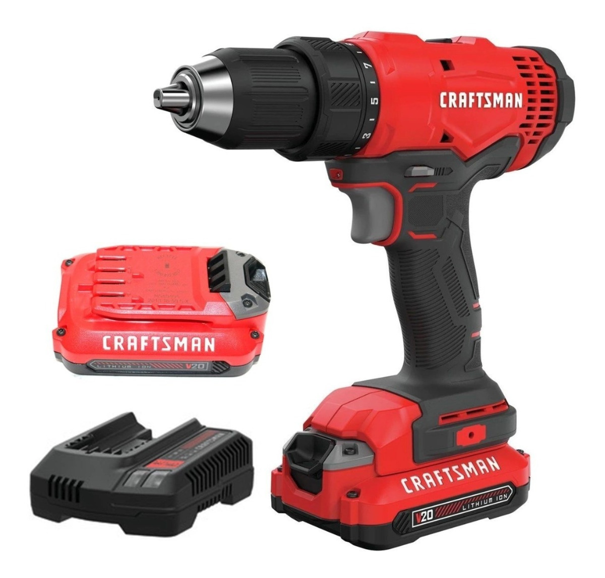 Craftsman V20 Taladro Atornillador Con 2 Baterías Y Cargador