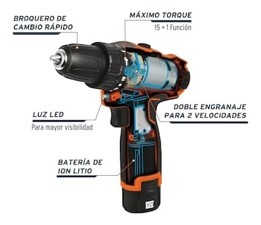 Foto 2 | Taladro Compacto Inalámbrico 3/8 , 12 V, Truper