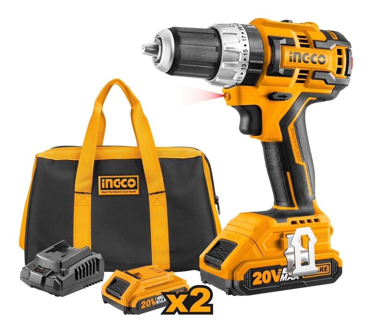Taladro Inalámbrico Impacto 20v Ingco Brushless 1/2 Pulgadas $8,580