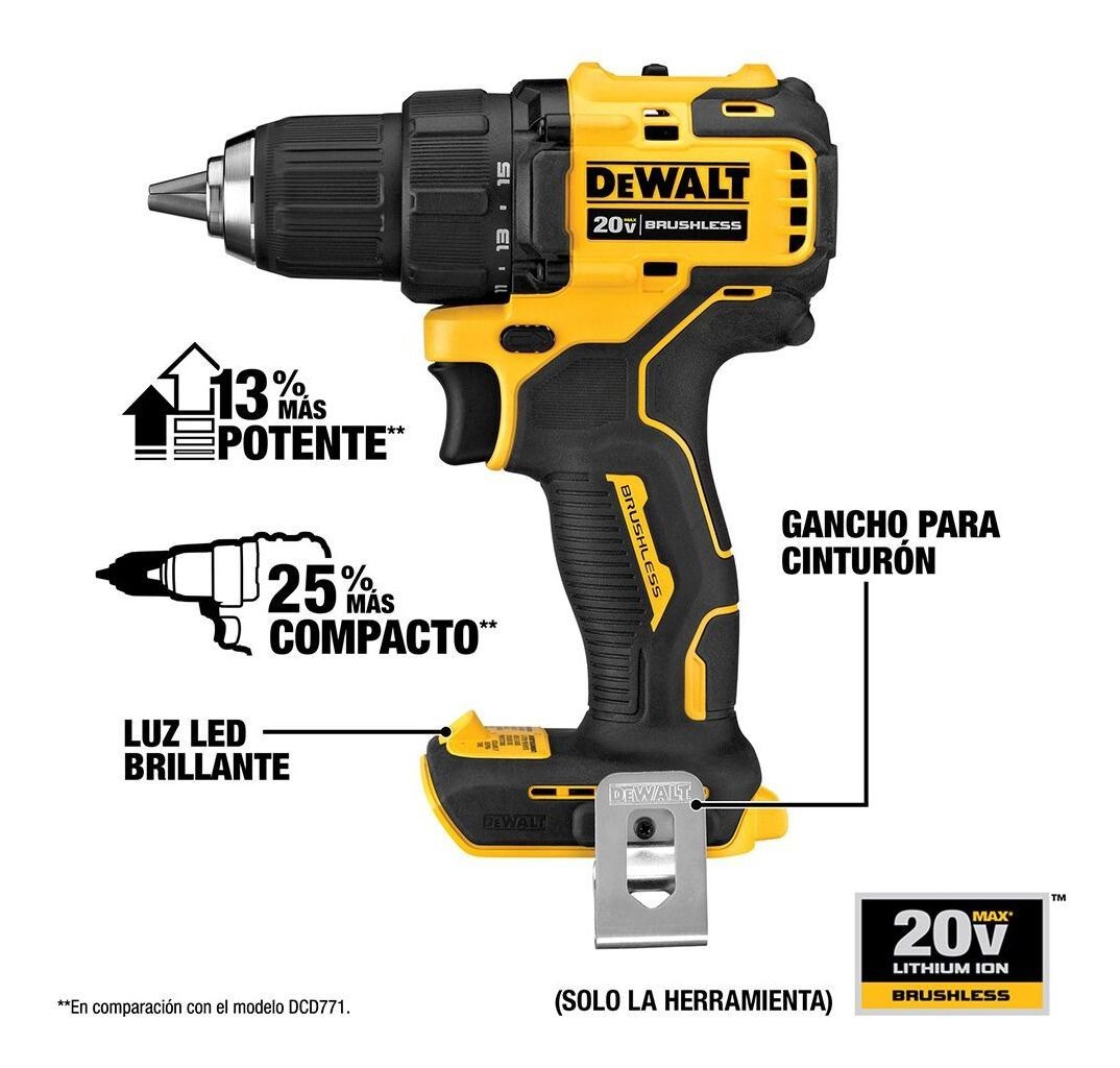 Foto 3 pulgar | Taladro/atornillador Compacto ½ 20v Atomic Dewalt Dcd708b