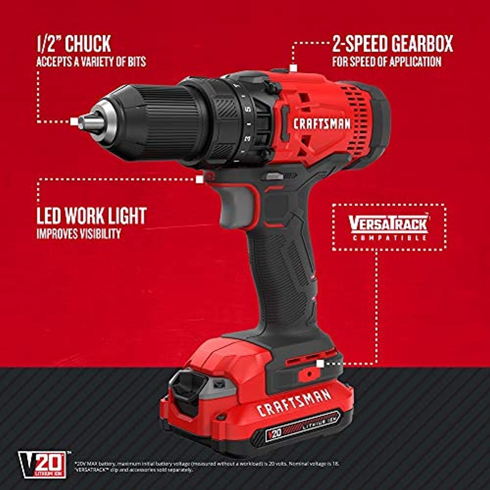 Foto 3 pulgar | Kit De Taladro / Destornillador Inalámbrico Craftsman V20 (c