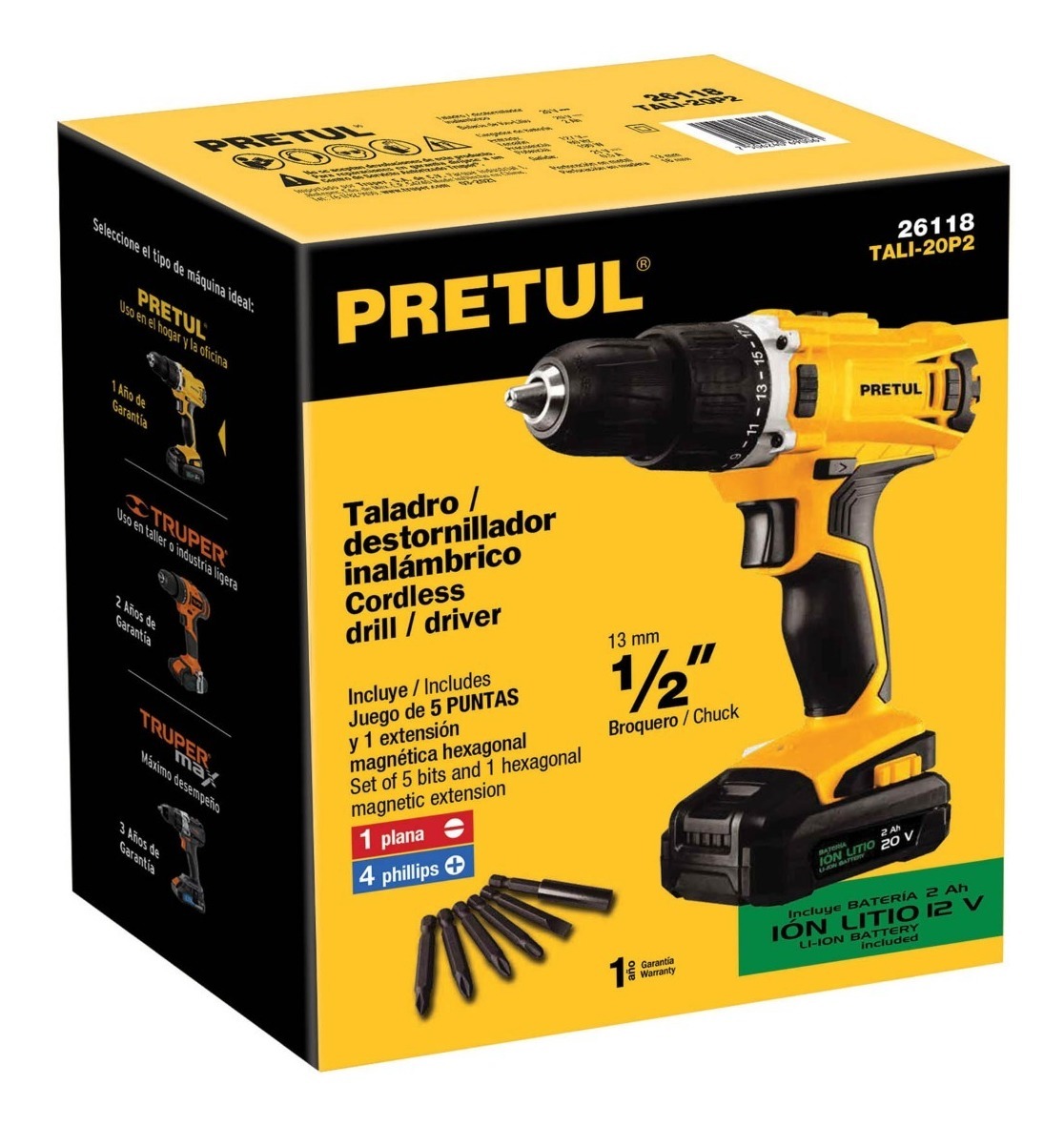 Foto 3 pulgar | Taladro Inalámbrico 3/8'',bateríaion Litio 20 V, Pretul