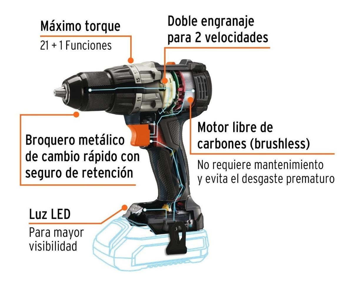 Foto 3 pulgar | Taladro Inalámbrico 1/2 , 20v, S/accesorios, Truper Max