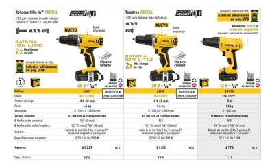 Foto 2 | Taladro Inalámbrico 3/8', Batería Ion Litio 20 V, Pretul 261