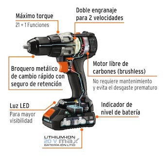 Foto 2 | Taladro Inalámbrico 1/2 20 V Truper Max 101452