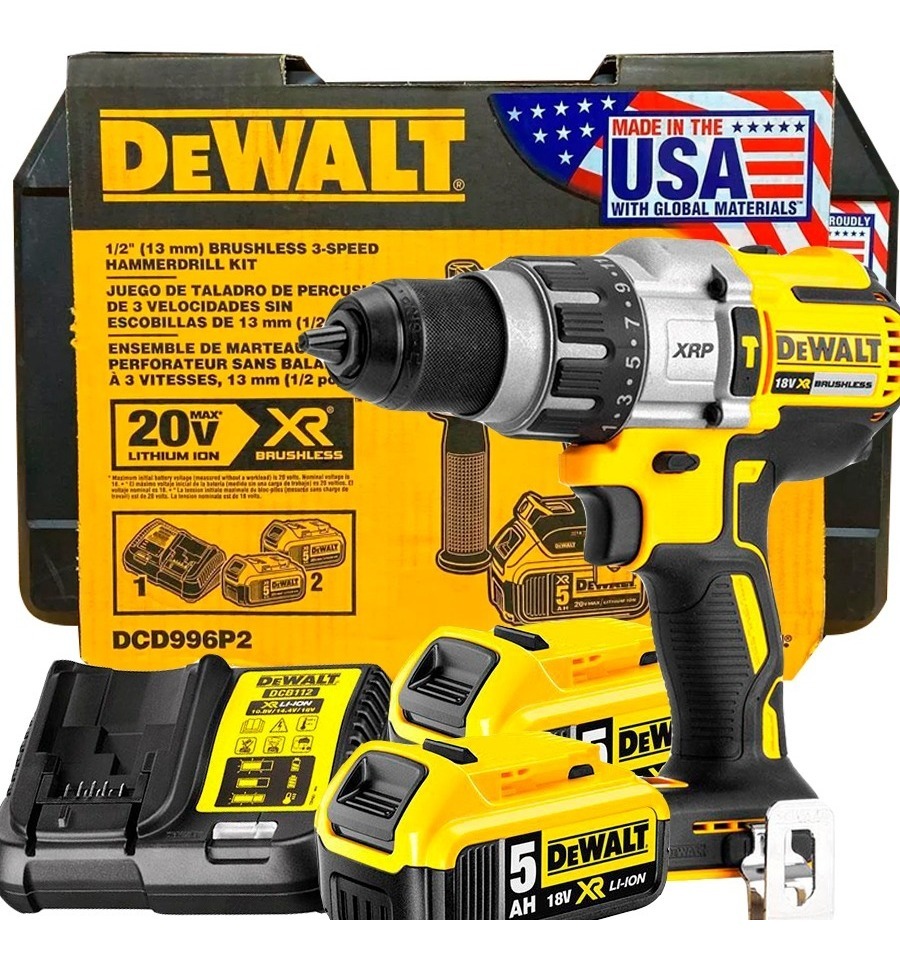 Taladro Percutor Brushless 2 Bat 5a Dewalt Made Usa Dcd996p2