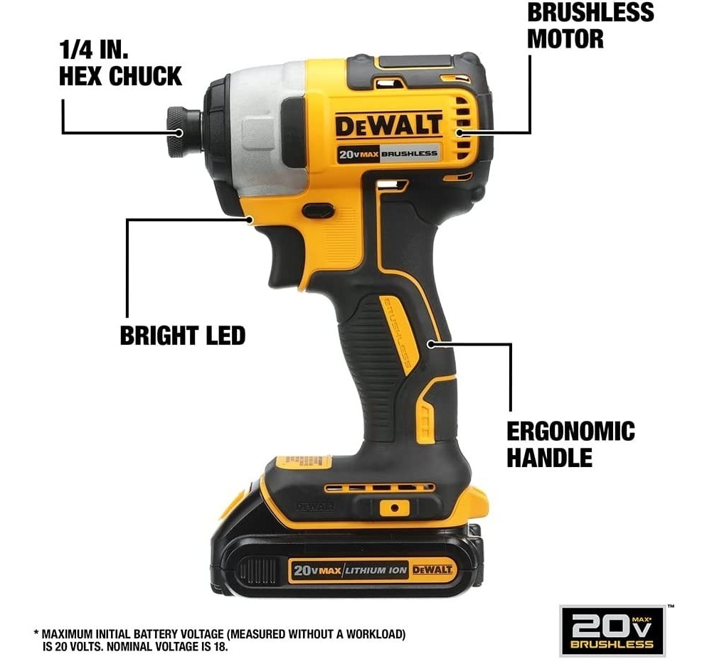 Foto 2 | Destornillador Inalambrico D Impacto Sin Carbones Dewalt 20v