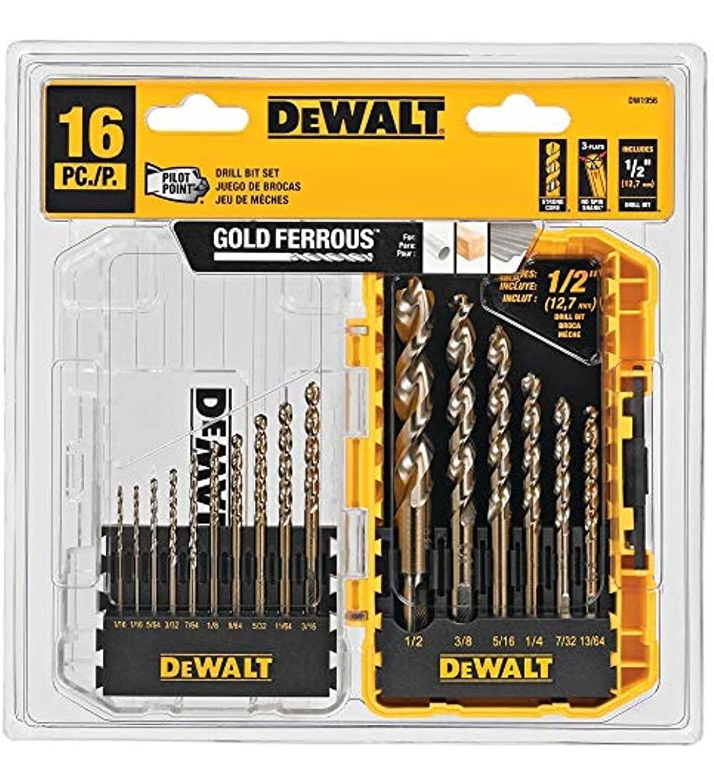 Dewalt - Juego De Brocas Dew-dw1956 Con Punta Piloto, 16 Pie