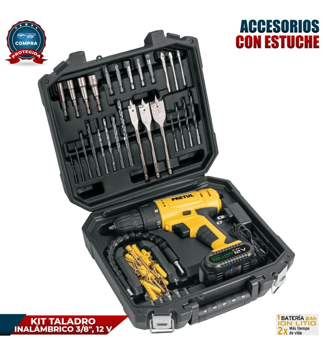Foto 1 | Kit Taladro Inalámbrico 3/8 , 12 V, Acc. Con Estuche  27120