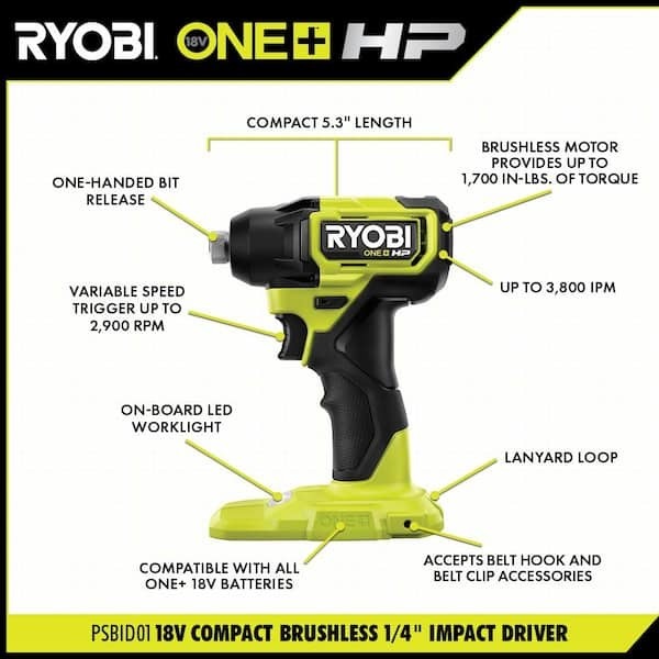 Foto 2 | Combo De Taladros Y Herramientas Ryobi 18v Hp Brushless