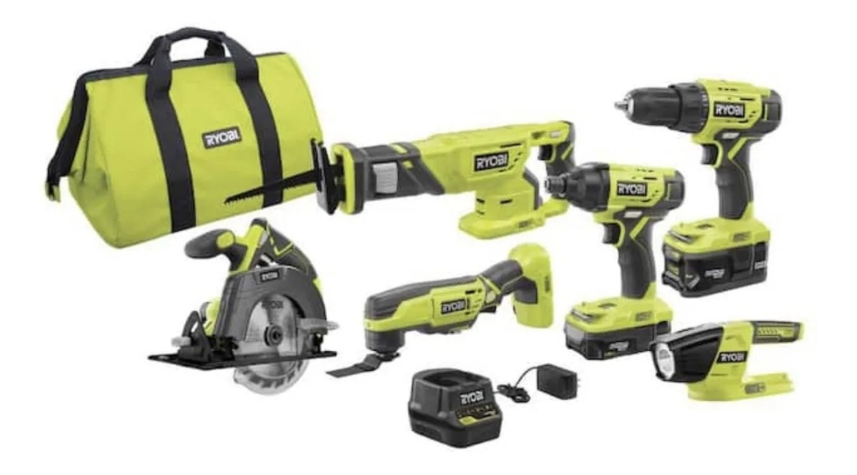 Ryobi P1819 Kit 6 Herramientas 18v C/2 Baterías Y Cargador