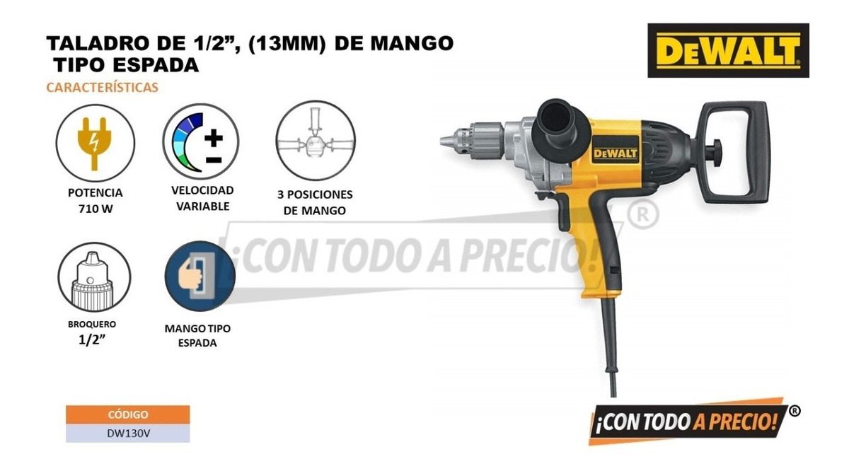 Foto 3 pulgar | Taladro Tipo Espada Dewalt Dw130v 710w Amarillo 120v