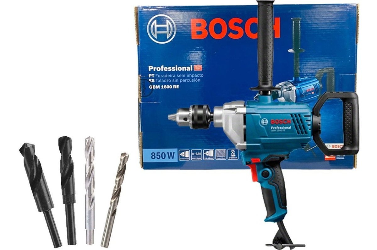 Taladro Tipo Espada 5/8'' Gbm 1600 Re Bosch + Brocas Bosch