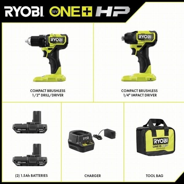 Foto 3 pulgar | Taladro Y Taladro De Impacto Ryobi S/carbones 18v Bat Y Carg