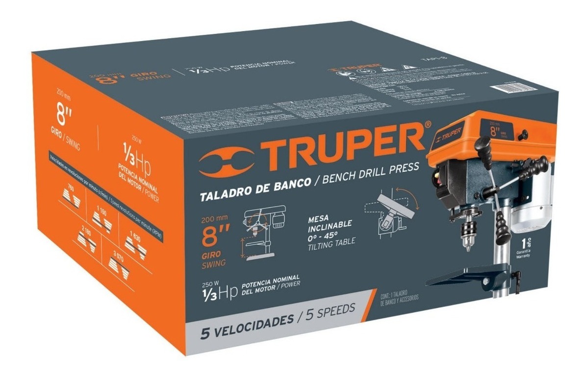 Foto 3 pulgar | Taladro De Banco 1/3 Hp Truper A16174 5 Velocidades