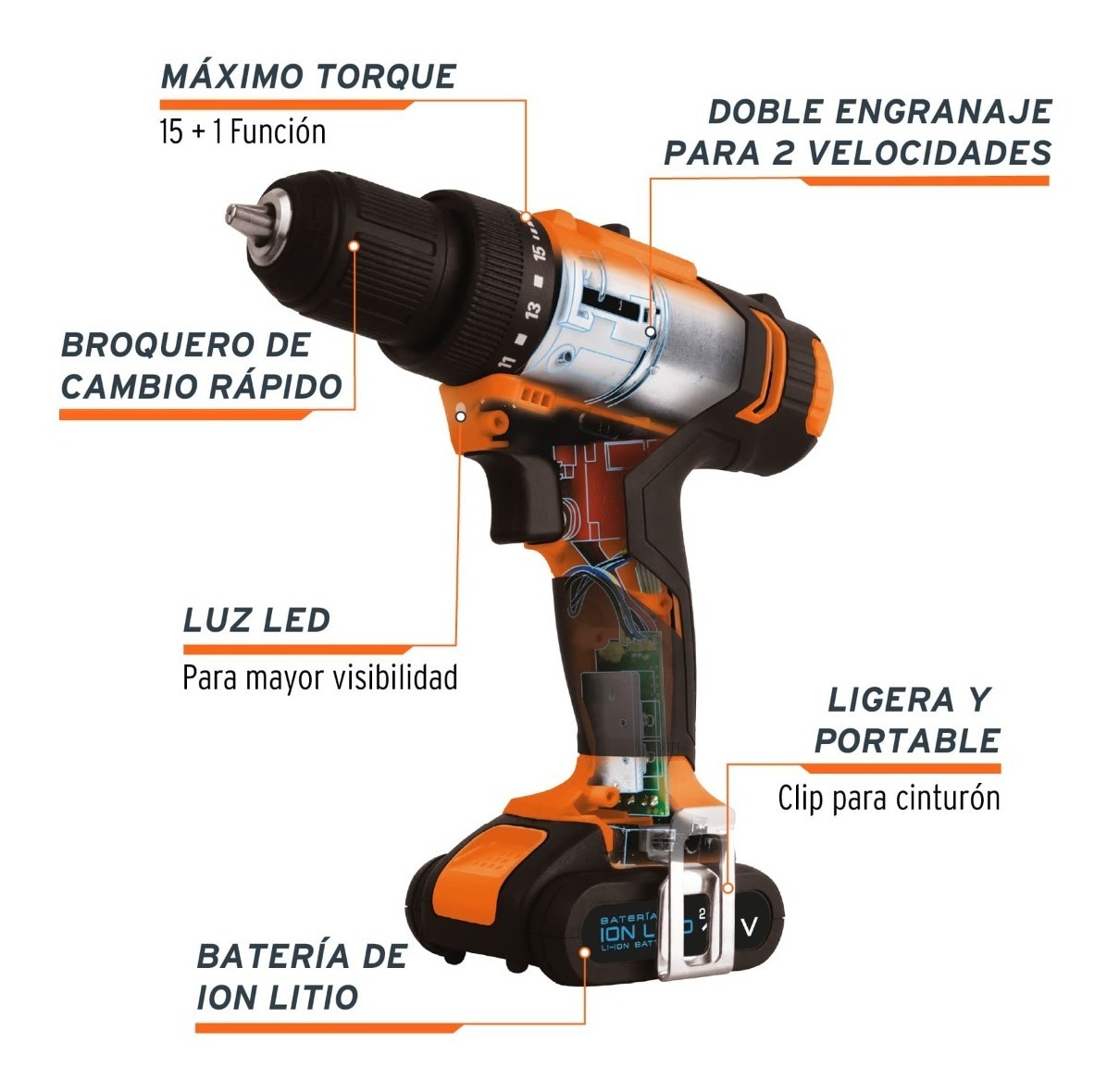 Foto 2 | Taladro Destornillador Inalámbrico  3/8, + Accesorios