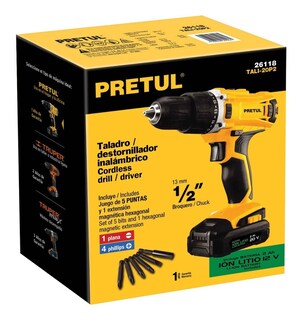 Foto 2 | Taladro Inalámbrico Pretul TALI-20P color Amarillo 1/2 " 20 V Nuevo Modelo
