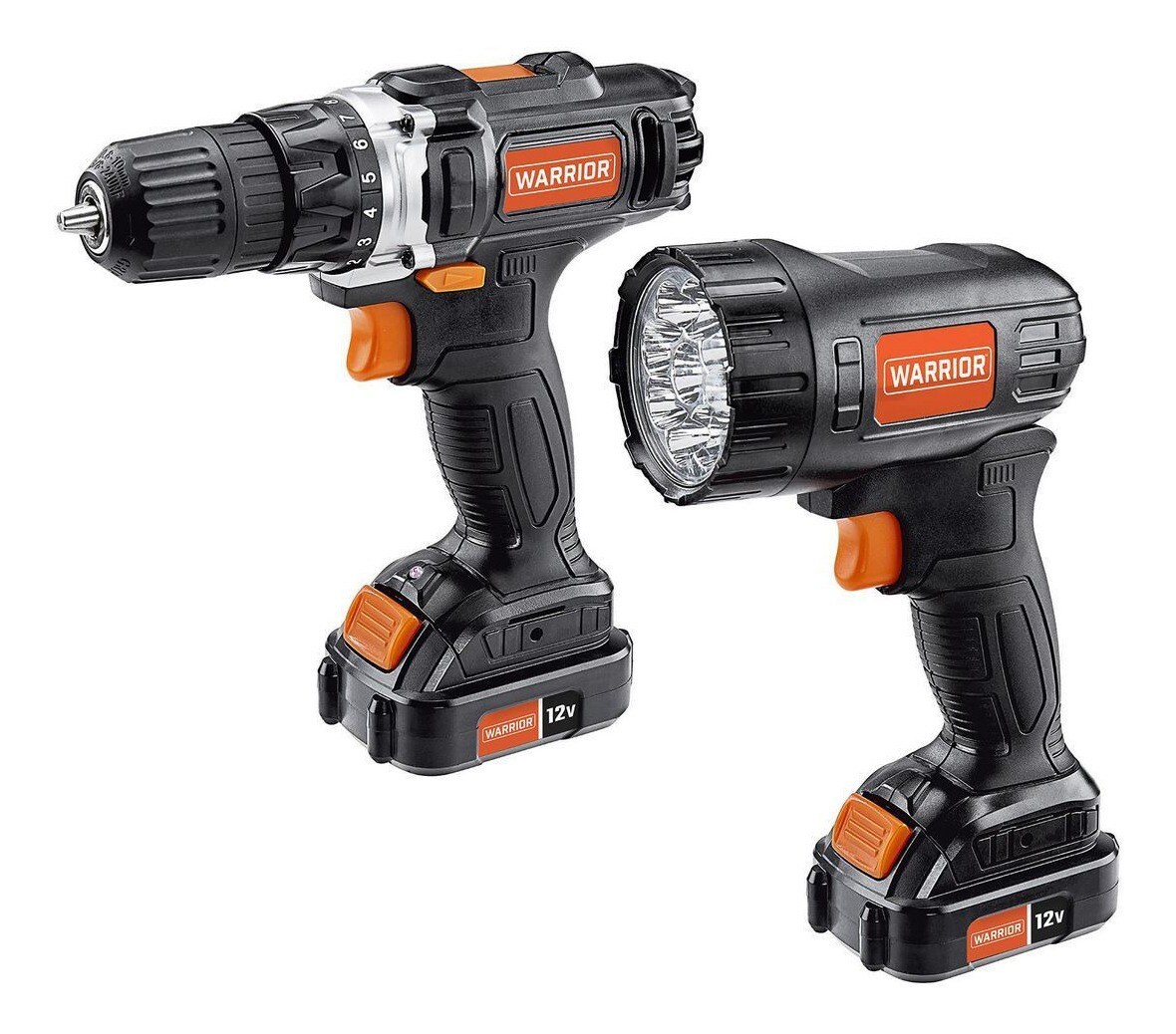 Kit de Taladro y Linterna Warrior 57383 color Negro Inalámbrico 12 V 3/8 ' $2,888