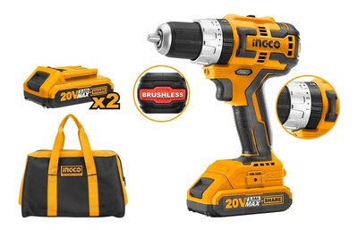 Foto 1 | Taladro Atornillador Inalambrico INGCO UCIDLI20608 color Amarillo Brushless 2 Baterías y Maleta