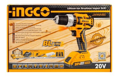 Foto 2 | Taladro Atornillador Inalambrico INGCO UCIDLI20608 color Amarillo Brushless 2 Baterías y Maleta