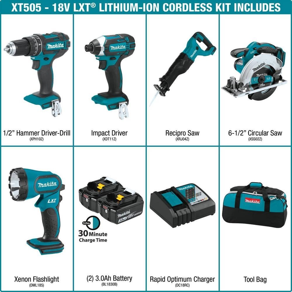 Foto 2 | Combo MAKITA XT505 color Azul Inalámbrico 18 V 5 Herramientas más 2 Baterías