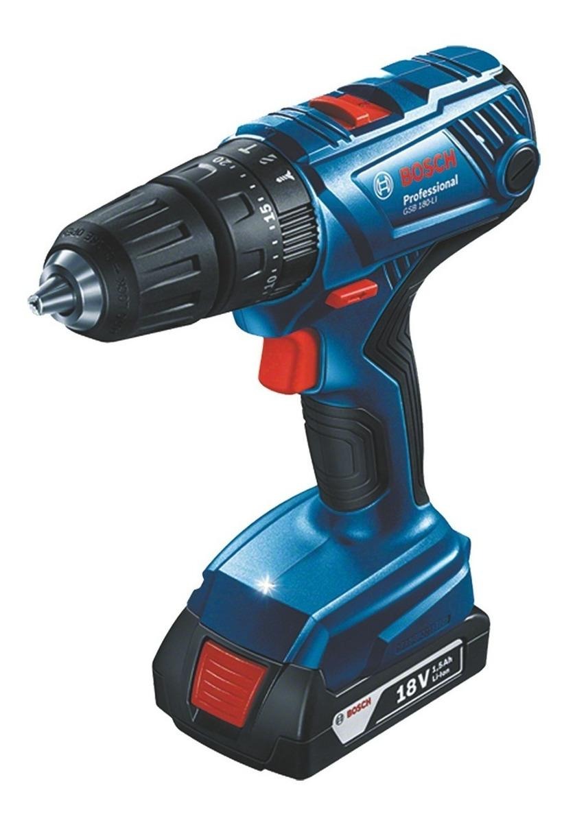 Rotomartillo Inalámbrico Bosch GSB 180-LI color Azul 1/2 18 V