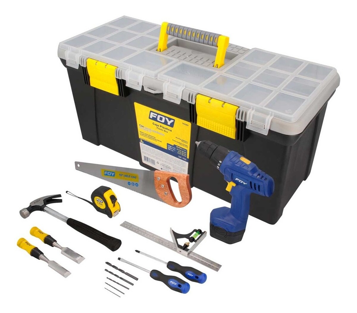 Taladro Inalámbrico Foy JC15F con Caja Herramientas y Accesorios para Carpintero $4,203