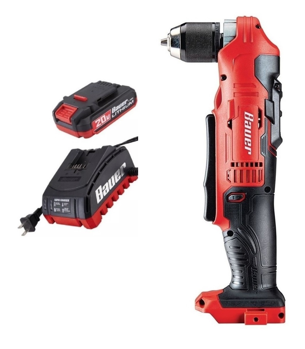 Taladro de Angulo Recto Bauer 1895C-B color Rojo 3/8 Inalámbrico de 20 V Hypermax