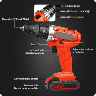 Foto 2 | Taladro de Impacto Inalámbrico con 2 Baterías de Litio Eo Safe Imports Esi-3561 color Anaranjado