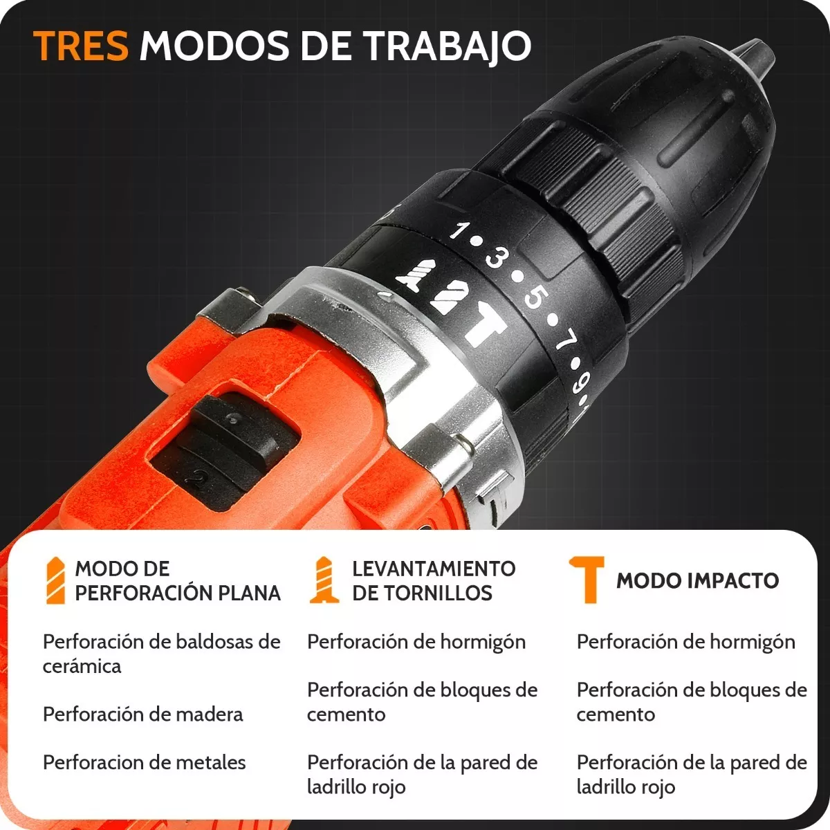 Foto 4 pulgar | Taladro de Impacto Inalámbrico con 2 Baterías de Litio Eo Safe Imports Esi-3561 color Anaranjado