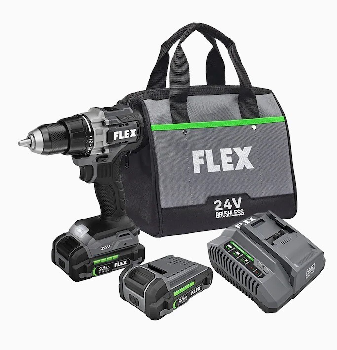 Taladro Inalámbrico Flex FX1151-2A color Negro 24 V y 1/2 " 2 Baterías y Cargador