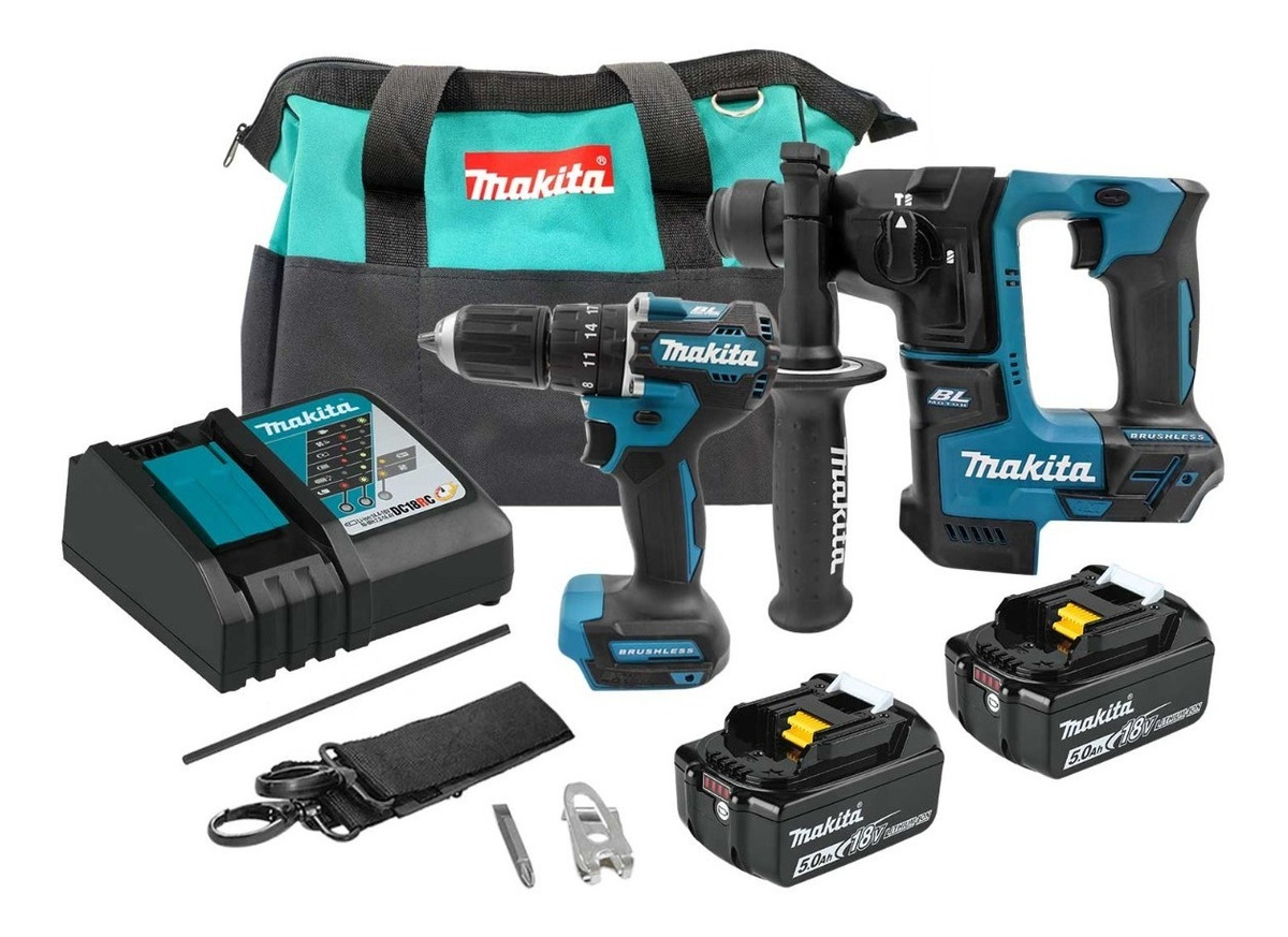 Rotomartillo 18v Brushless Makita Dhp487 + Martillo Dhr171