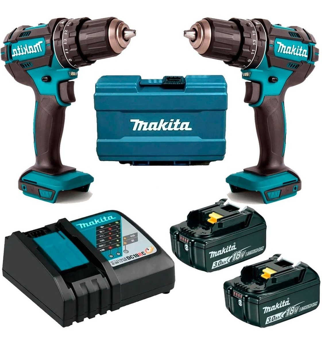 Rotomartillo Atornillador Makita Combo 2 Baterias 18v 3 Amp