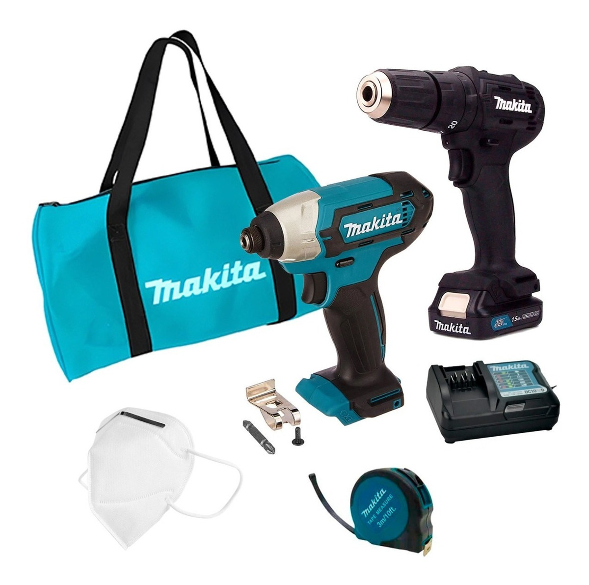 Kit Taladro Atornillador + Rotomartillo Inalambri 12v Makita