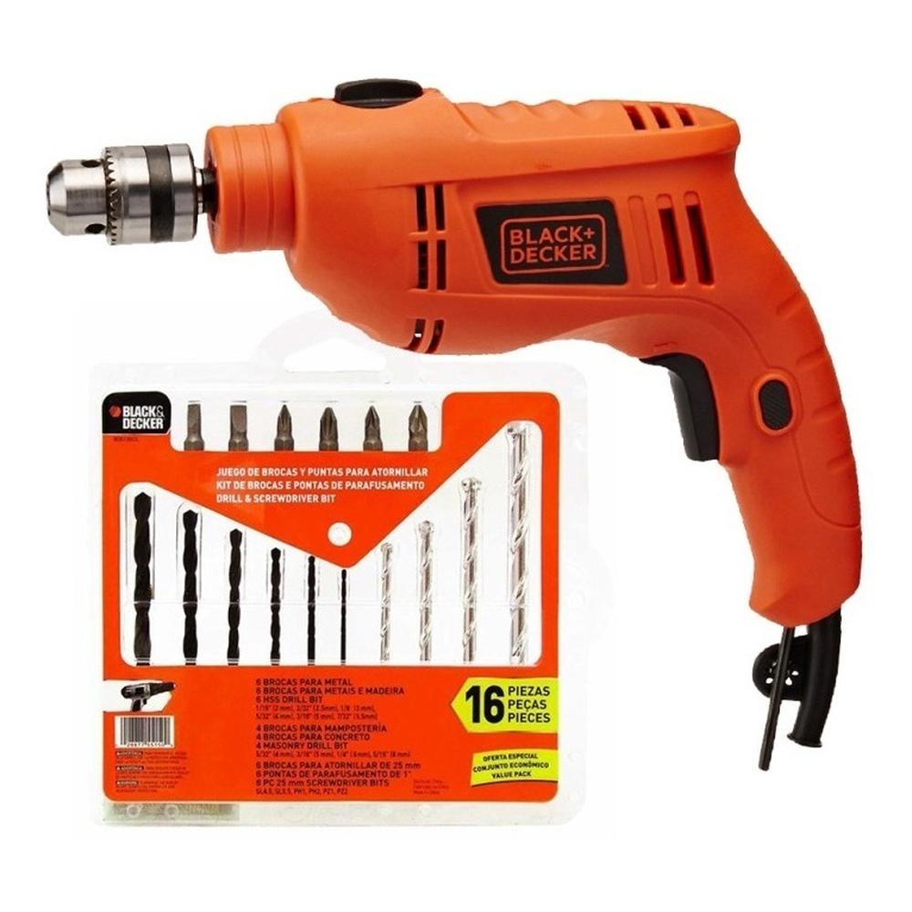 Taladro Rotomartillo Tb550 y 16 Brocas Puntas Black+Decker