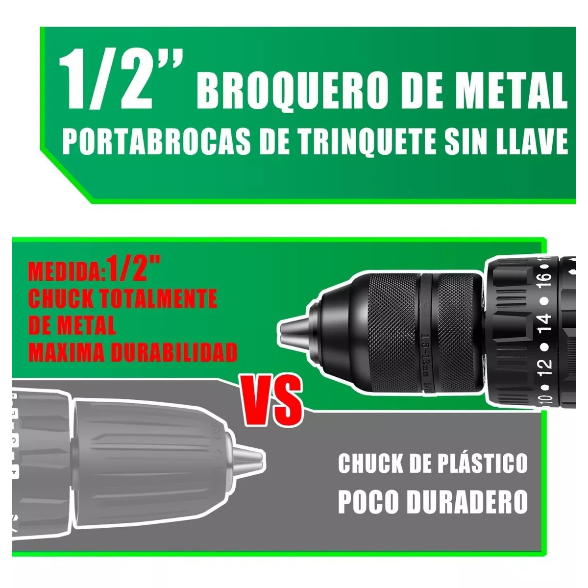 Foto 4 pulgar | Set Taladro Rotomartillo 1/2'' Con 3.0ah Batería Bolsa Herramientas Eo Safe Imports Esi-4388 Verde
