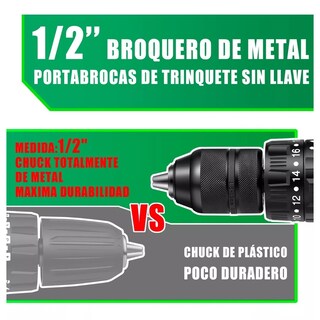 Foto 3 | Set Taladro Rotomartillo 1/2'' Con 3.0ah Batería Bolsa Herramientas Eo Safe Imports Esi-4388 Verde