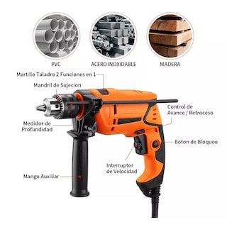 Foto 2 | Taladro Rotomartillo 1/2 Prof 650w Eo Safe Imports Esi-4883 color Naranja