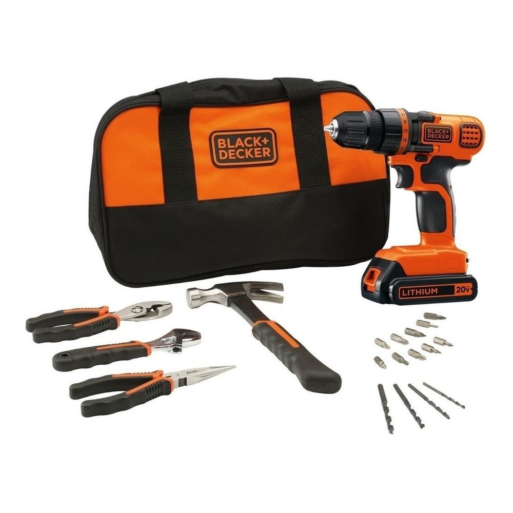 Foto 2 pulgar | Kit Taladro Atornillador 20v Bolsa Con 18 Accersorios Black+Decker