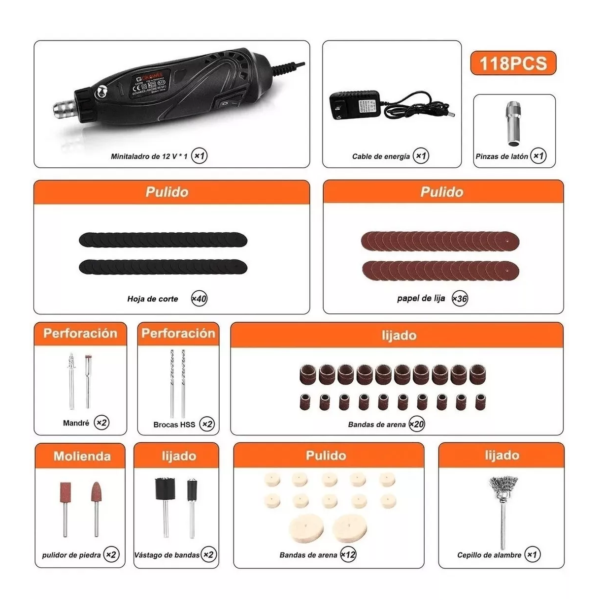 Foto 2 | Mini Taladro de Pulido Goxawee Mototool con 115 Piezas