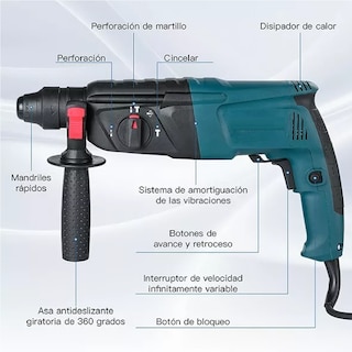 Foto 2 | Rotomartillo Cincelador Martillo Perforador SDS 800W Eo Safe Imports ESI-5402 color Azul