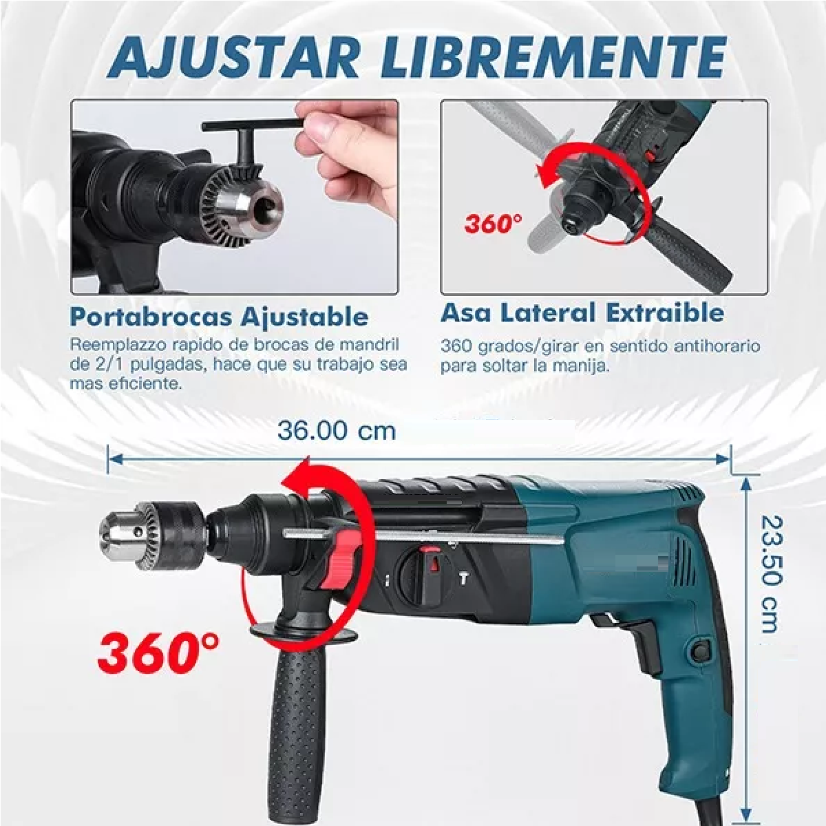 Foto 3 | Rotomartillo Cincelador Martillo Perforador SDS 800W Eo Safe Imports ESI-5402 color Azul