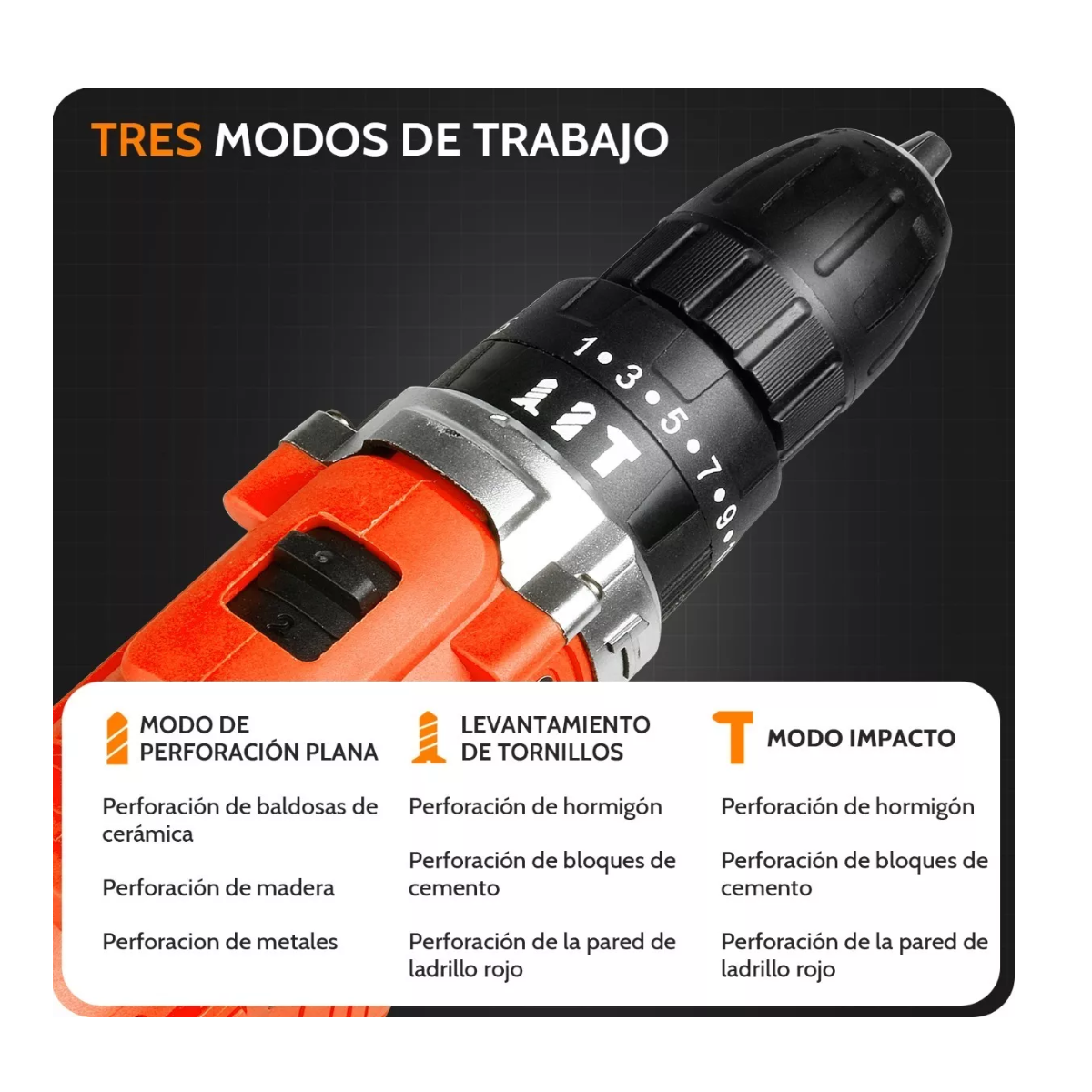 Foto 4 pulgar | Taladro de Impacto Inalámbrico con 2 Baterías de Litio Esi-5406 color Naranja