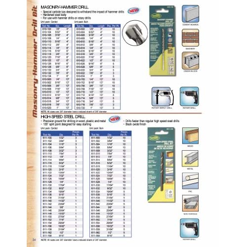 Taladro Timberline (610-702) -  Para Martillo, Diámetro 5/16, 10 Unidades